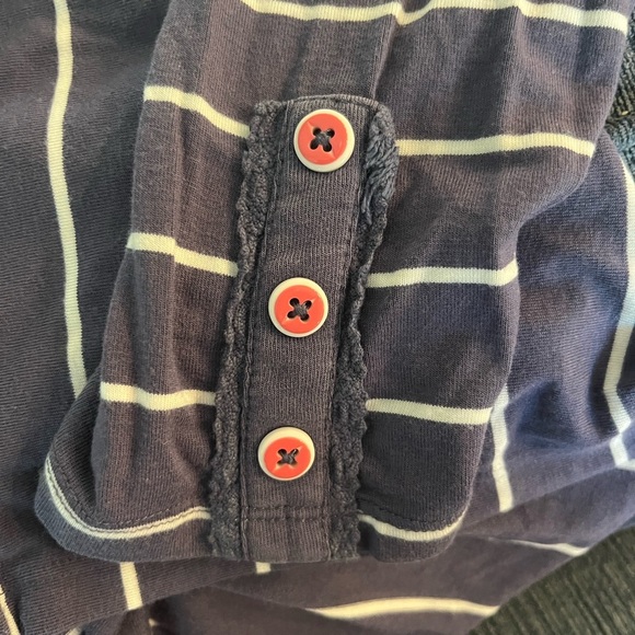 Matilda Jane Wonderment Amazing Day peplum Top Size M muted navy w/ white stripe - Picture 5 of 7